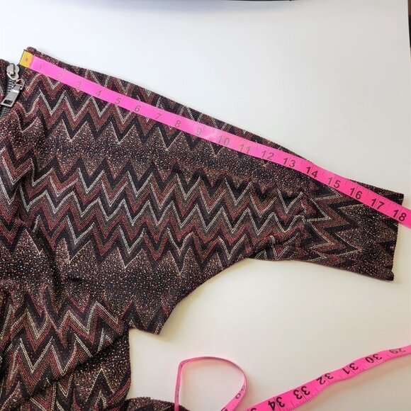 Glitter Red Maroon Zig Zag Print Tunic Top - One Size Fits Most - Picture 12 of 14